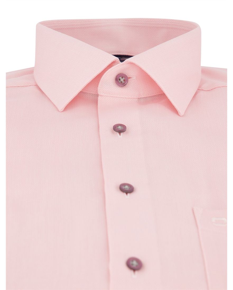 Roze overhemd Olymp strijkvrij borstzak normale fit