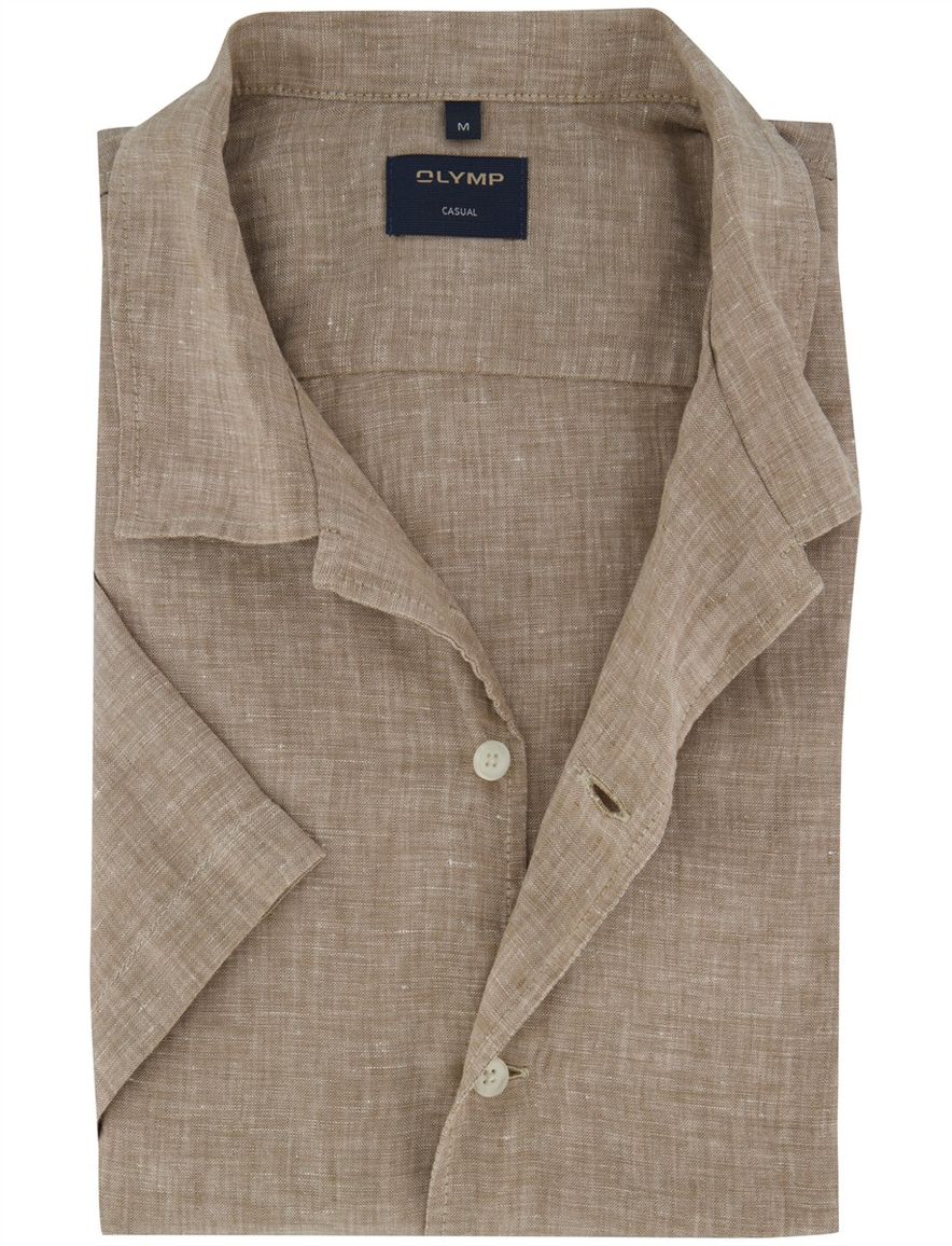 Olymp overhemd beige gemeleerd normale fit