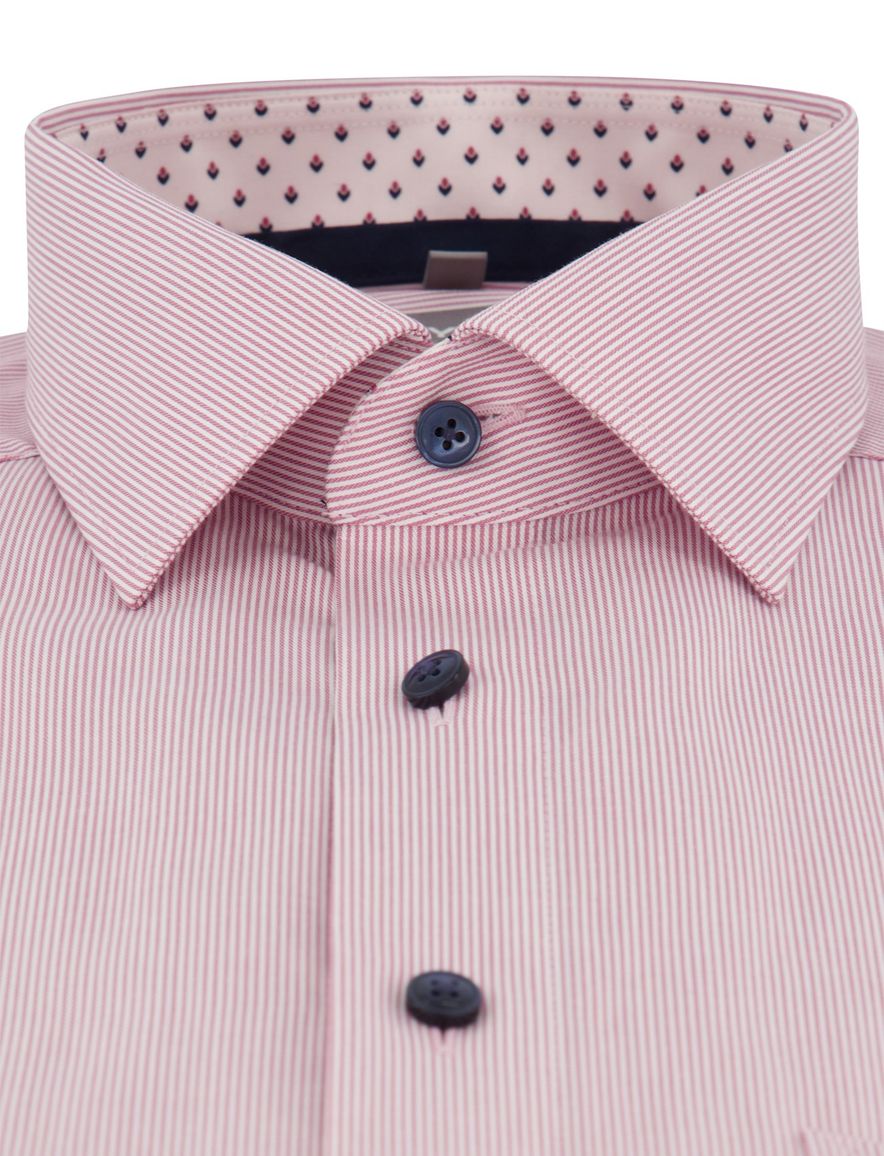 Roze overhemd Olymp Luxor Comfort fit gestreept met borstzak