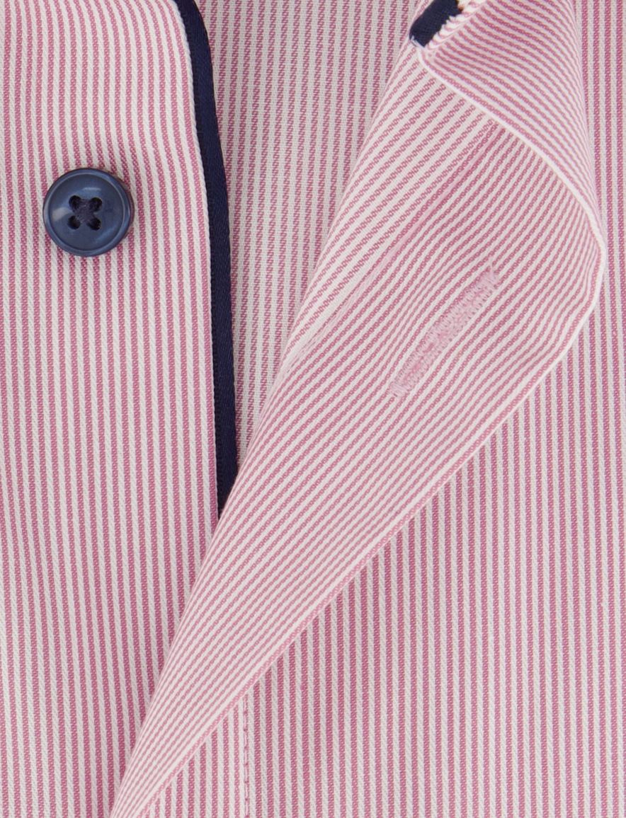 Roze overhemd Olymp Luxor Comfort fit gestreept met borstzak