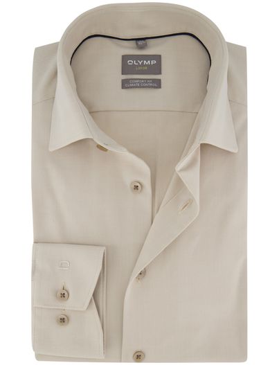 Olymp Overhemd Olymp beige wijde fit sem-wide spread boord