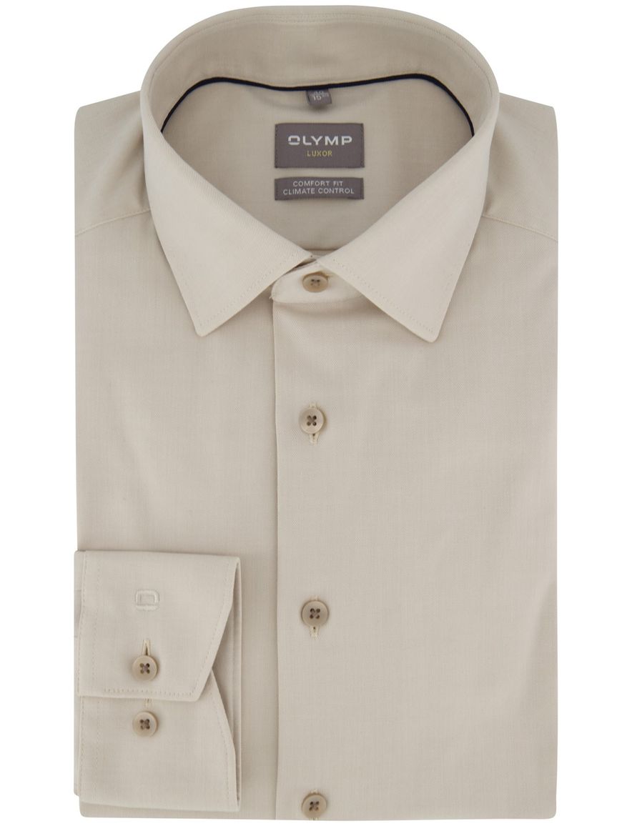 Olymp overhemd beige wijde fit lange mouw