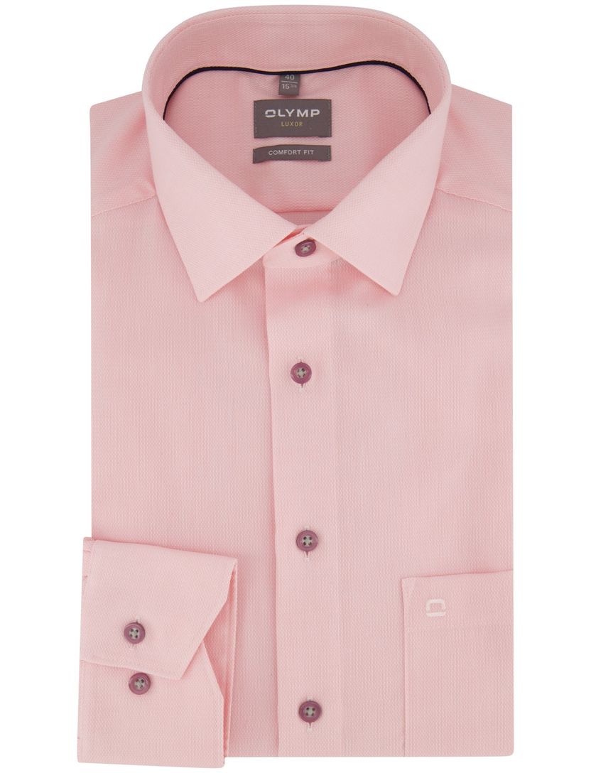Roze overhemd semi-wide collar Olymp Comfort fit