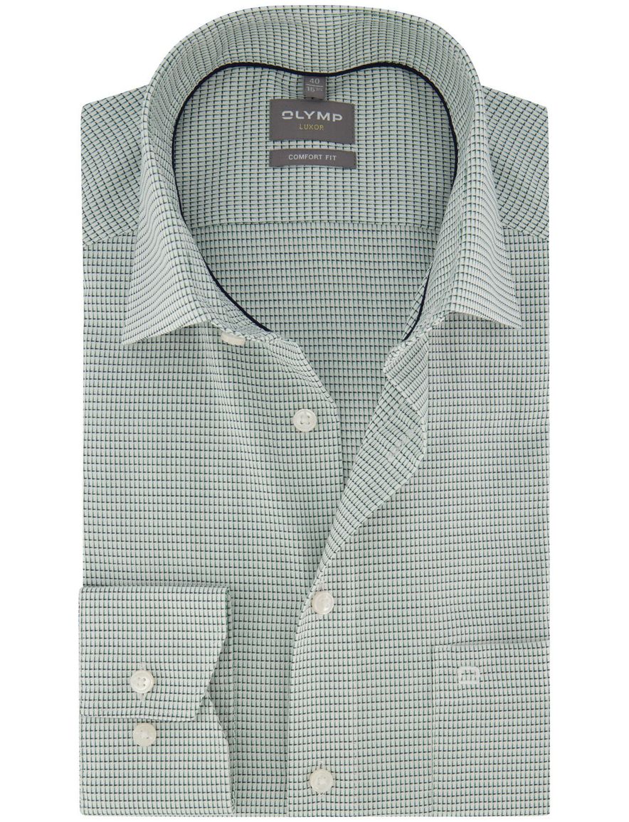 Olymp Luxor Comfort fit overhemd groen geprint