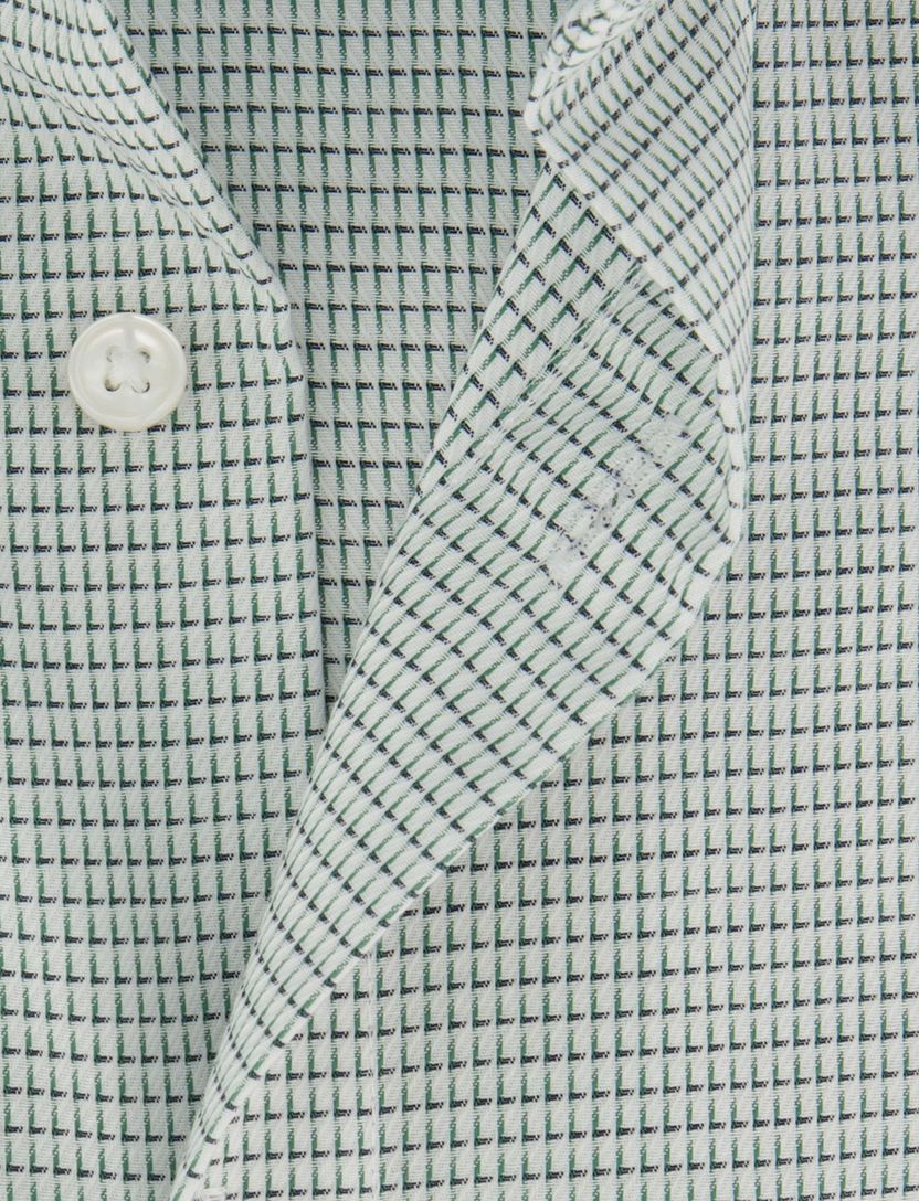 Overhemd Olymp groen geprint borstzak wijde fit stijkvrij