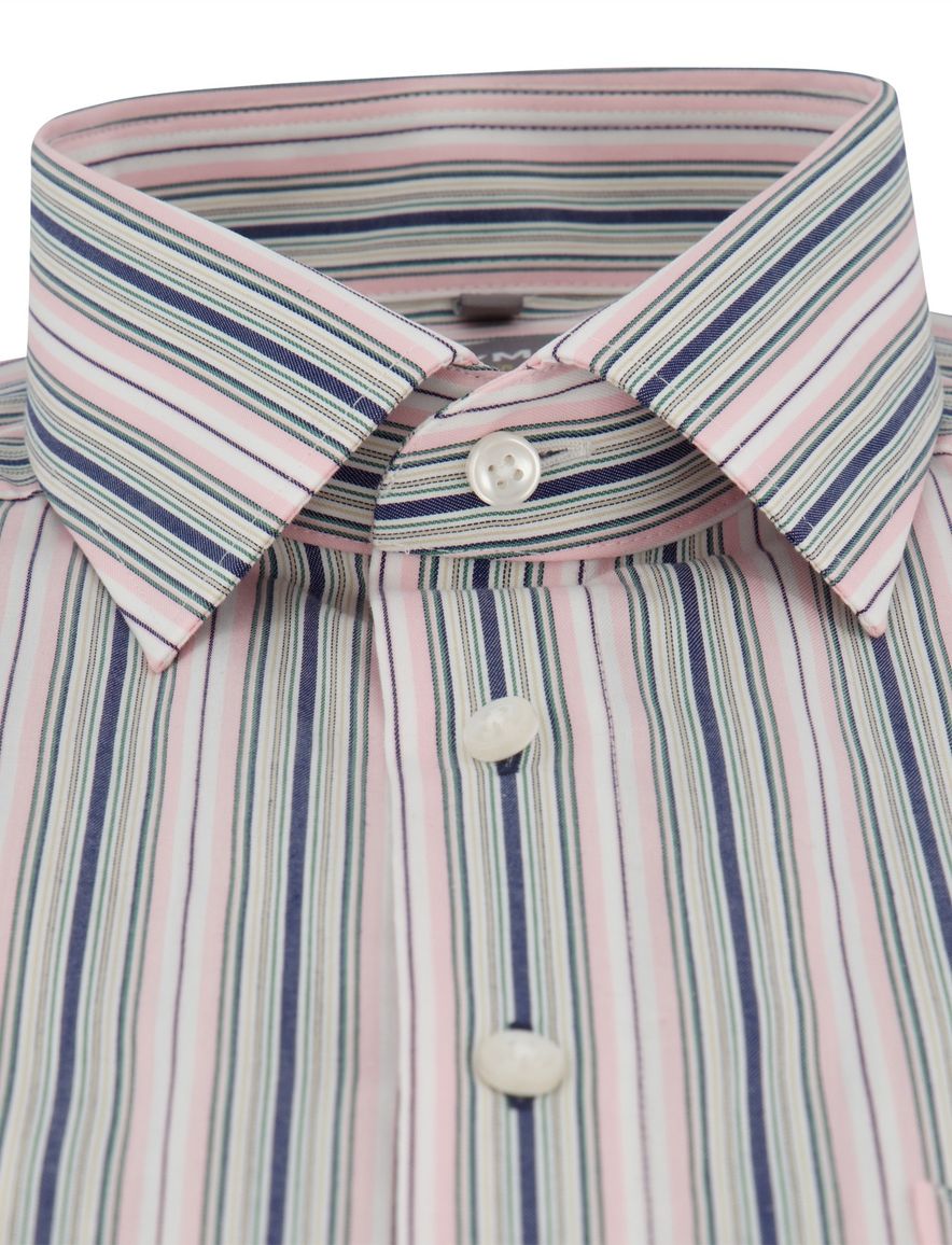 Olymp overhemd roze blauw gestreept wijde fit