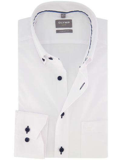 Olymp Wit overhemd button-down collar Olymp wijde fit