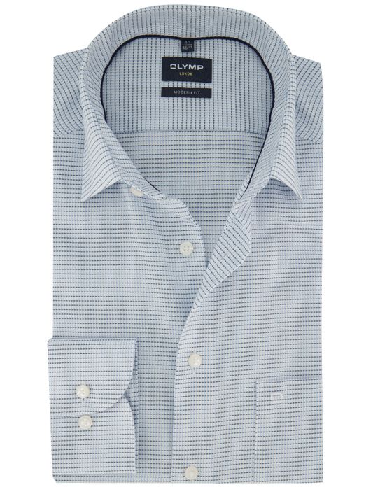 Olymp overhemd lichtblauw geprint strijkvrij