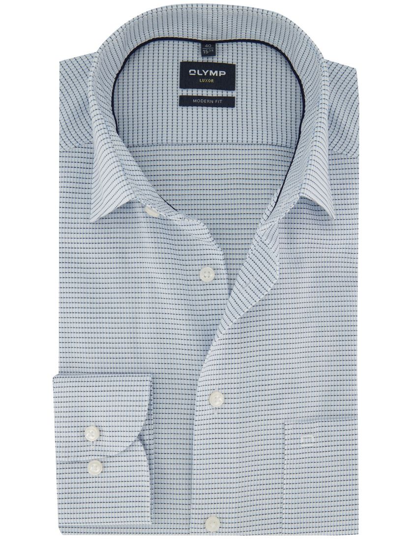 Overhemd Olymp normale fit lichtblauw borstzak printje
