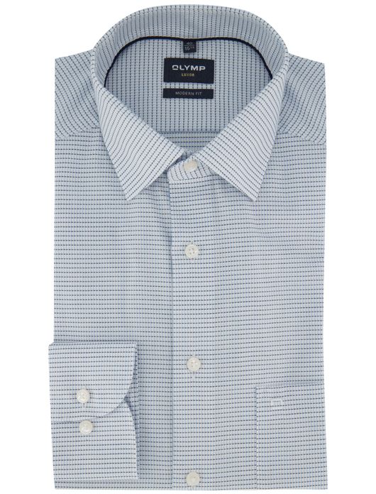 Olymp overhemd lichtblauw geprint strijkvrij