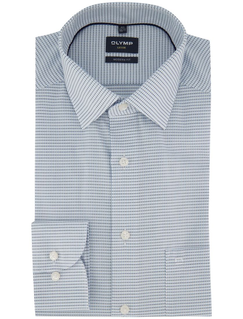 Overhemd Olymp normale fit lichtblauw borstzak printje