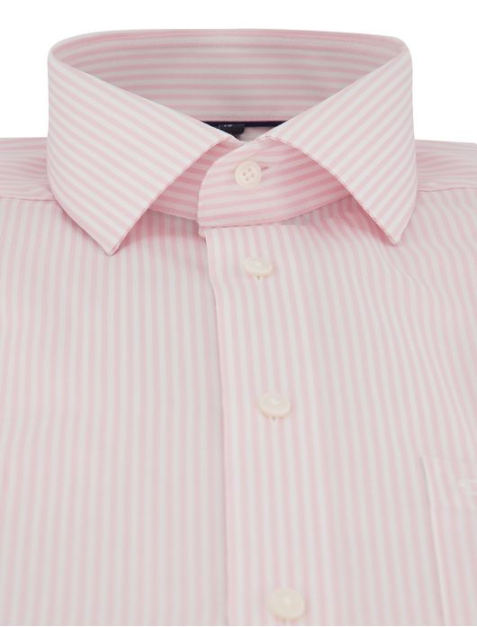 Olymp overhemd roze streepjes borstzak semi wide spread boord