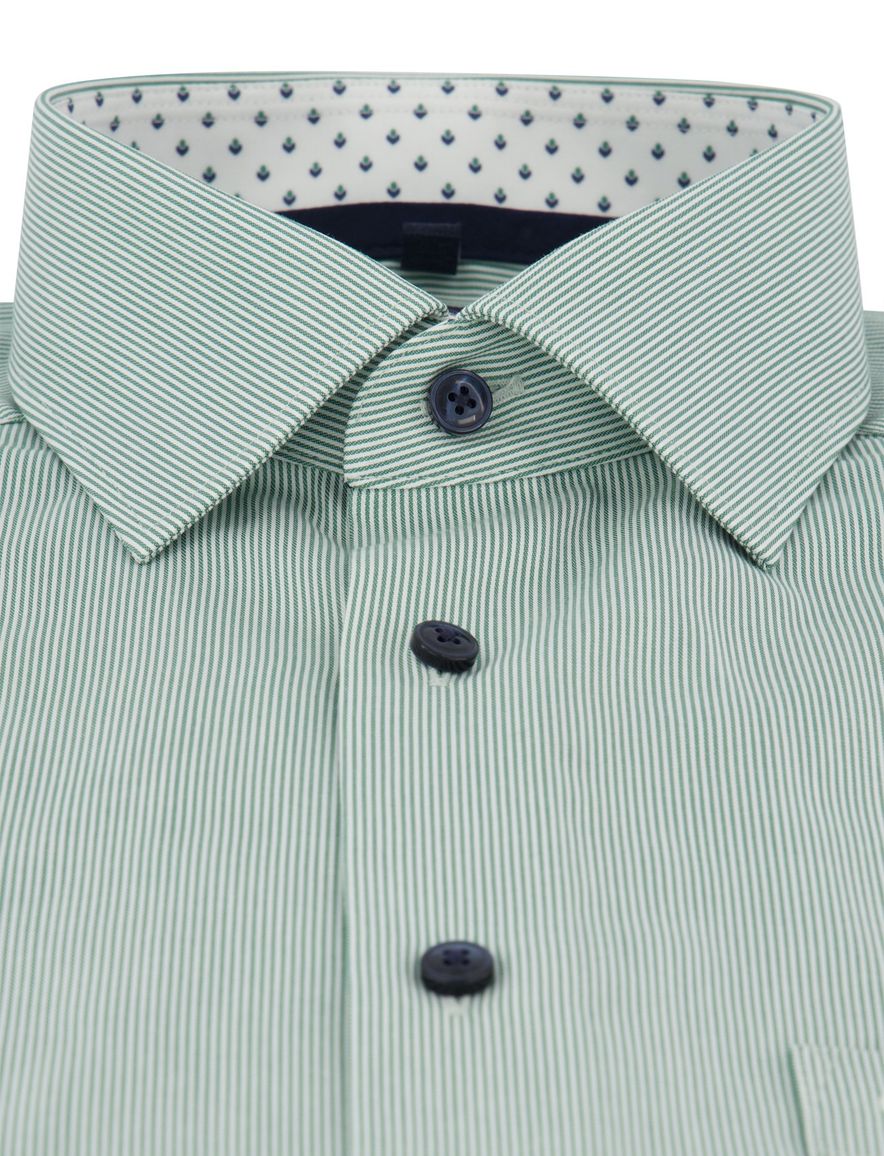 Olymp overhemd korte mouw groen strijkvrij