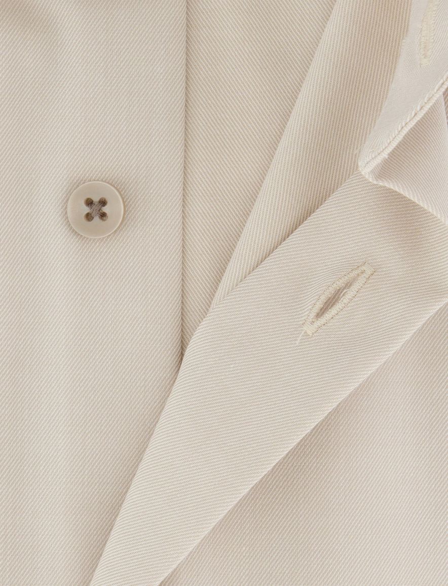 Overhemd korte mouw beige Olymp modern fit strijkvrij 100% katoen