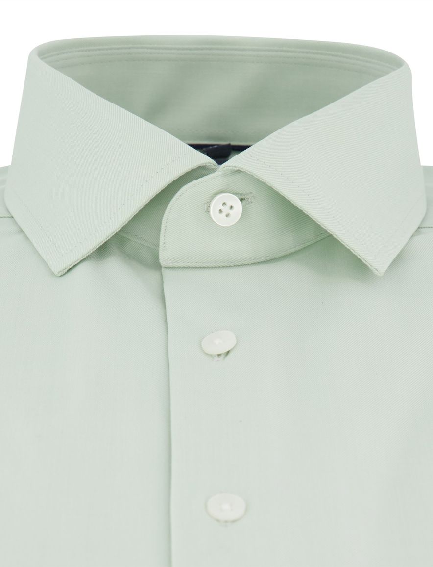 Overhemd korte mouw Olymp groen strijkvrij semi-wide collar