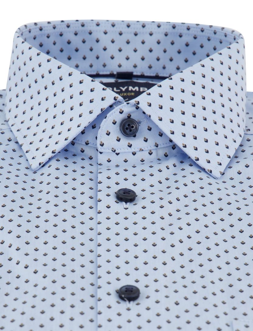 Modern fit Olymp overhemd blauw donkere knoop strijkvrij km