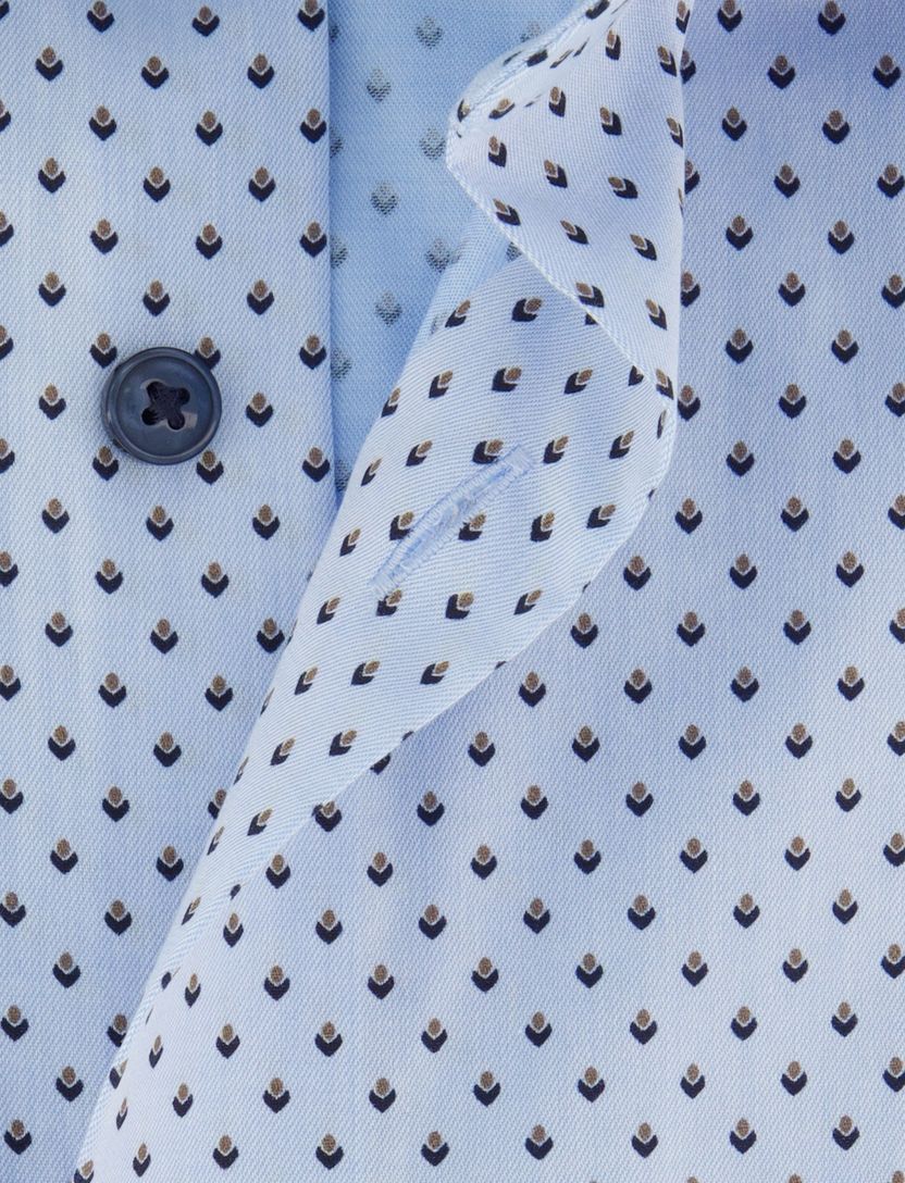 Modern fit Olymp overhemd blauw donkere knoop strijkvrij km