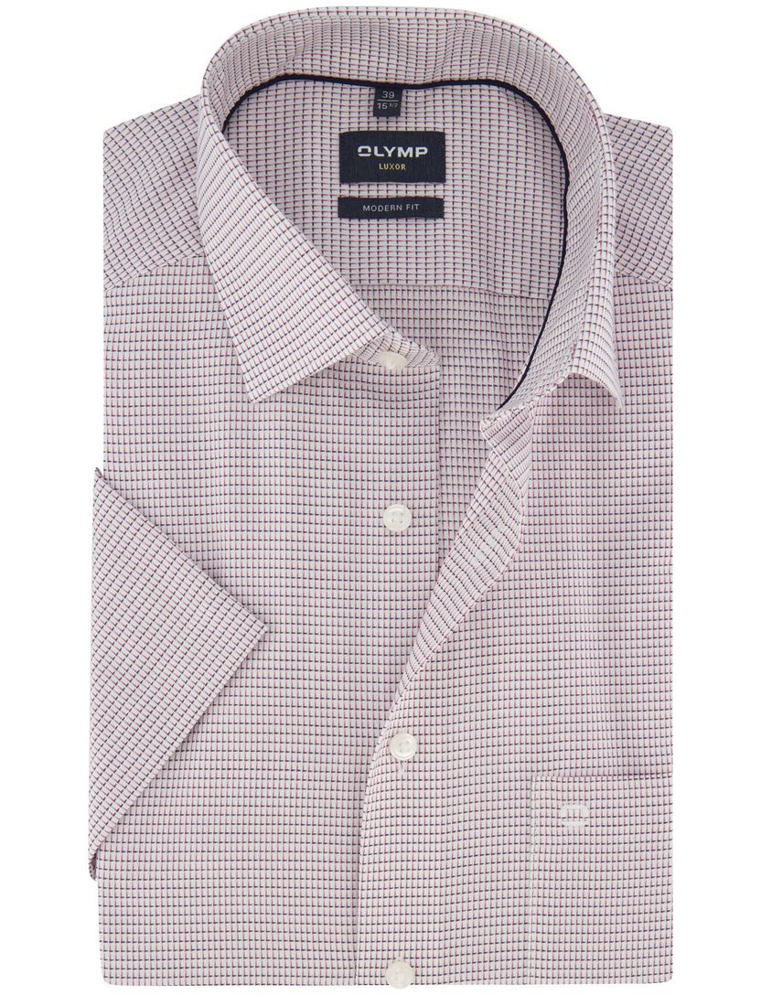 Modern fit Olymp overhemd rood semi-wide collar 100% katoen