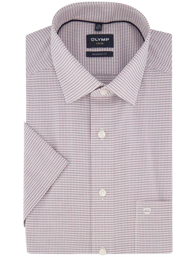 Modern fit Olymp overhemd rood semi-wide collar 100% katoen