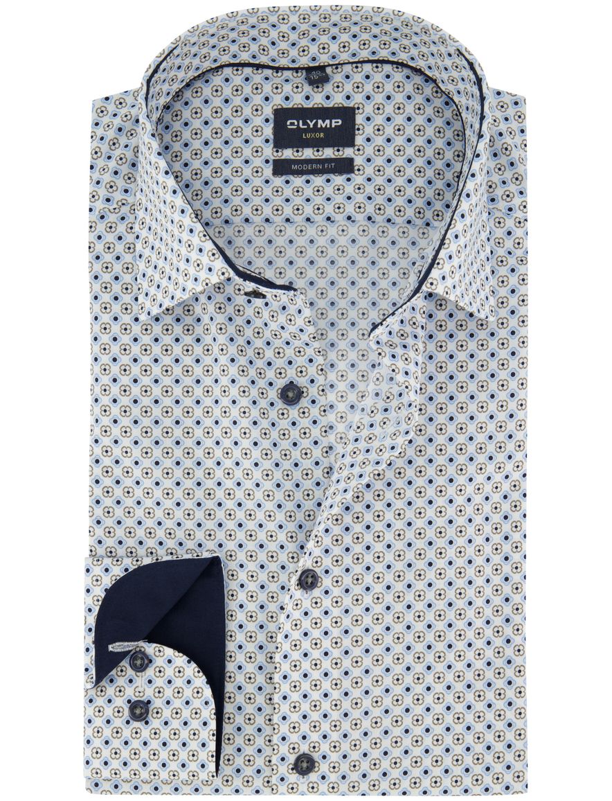 Olymp Luxor Modern Fit overhemd blauw geprint