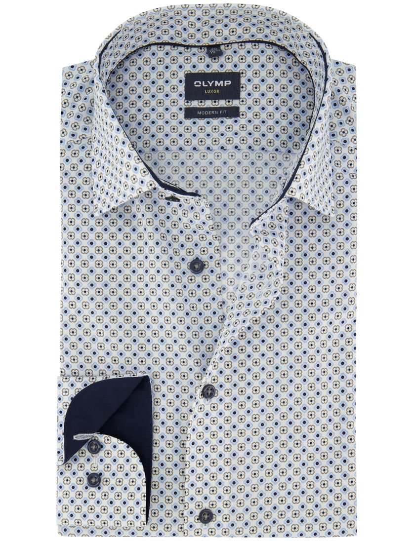 Overhemd Olymp Luxor Modern Fit blauw geprint