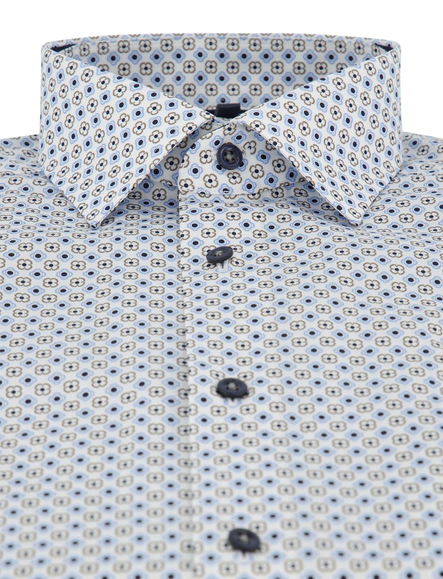 Olymp Luxor Modern Fit overhemd blauw geprint