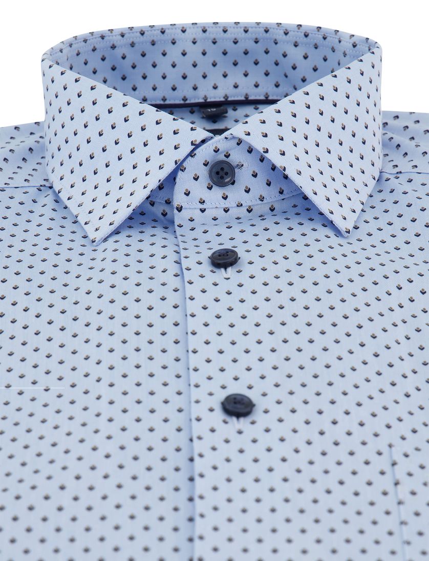 Overhemd Olymp Luxor Modern Fit lichtblauwe print mouwlengte 7