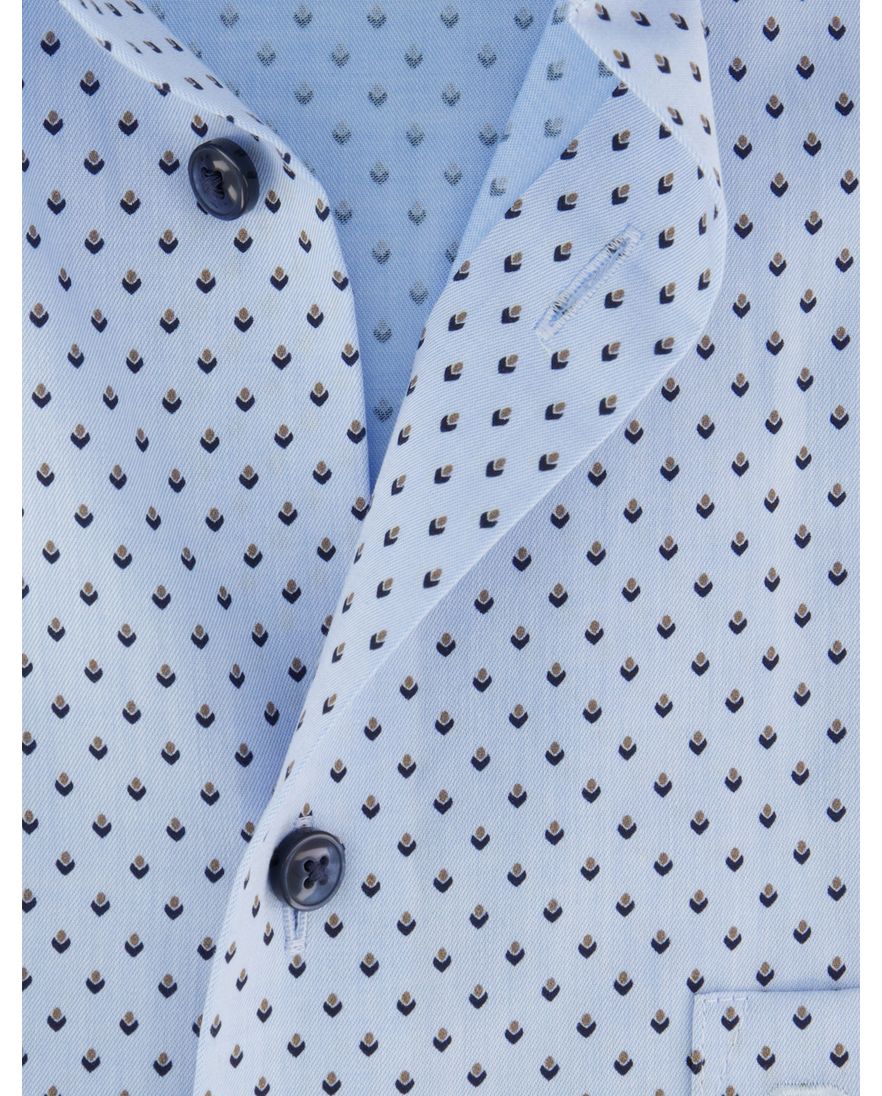 Olymp overhemd Luxor Modern Fit lichtblauw geprint mouwlengte 7