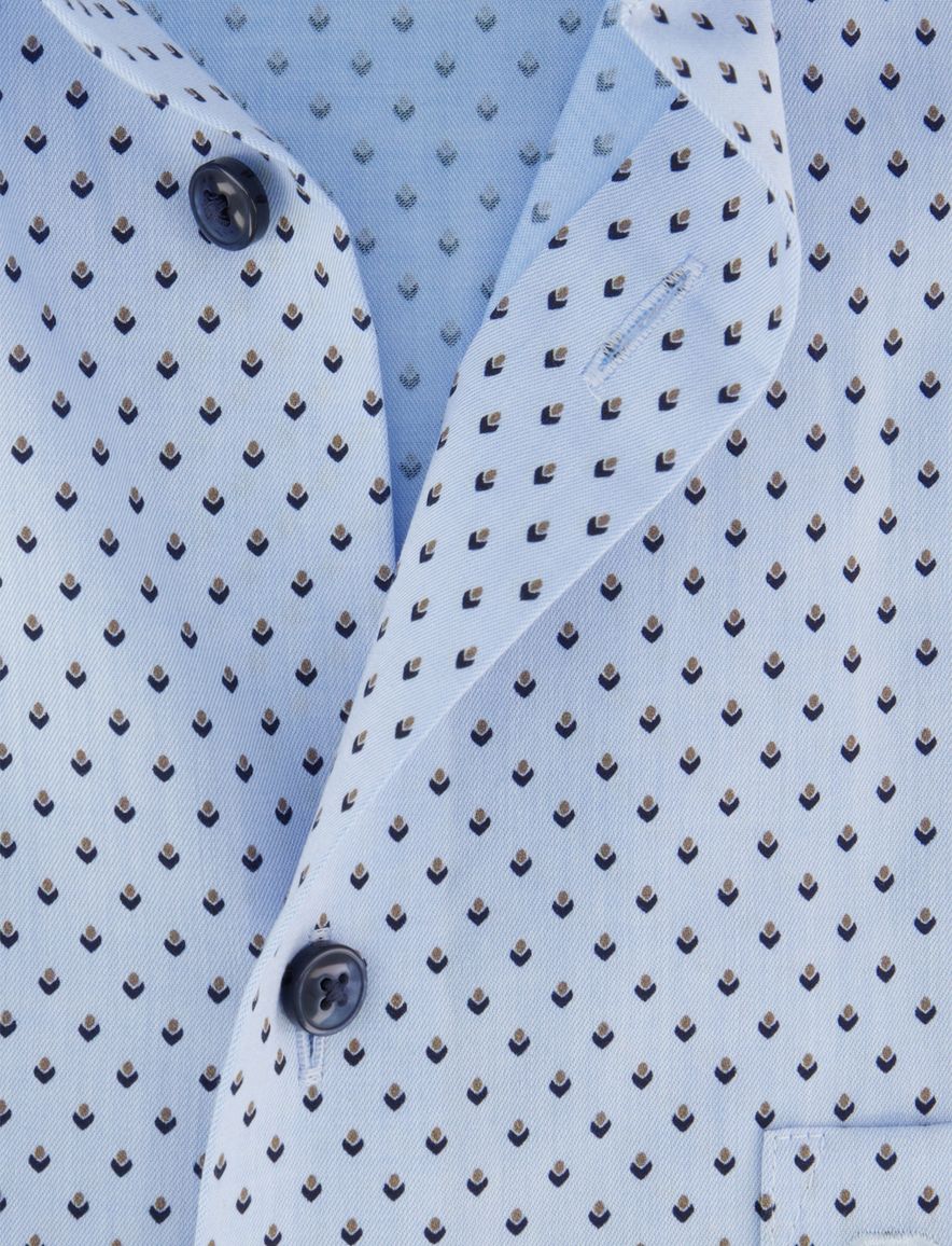 Olymp overhemd Luxor Modern Fit lichtblauw geprint mouwlengte 7