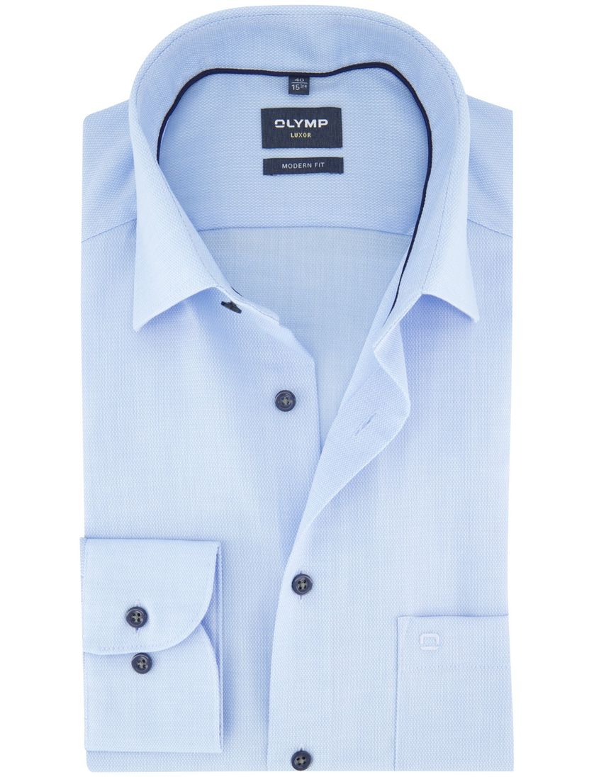 Overhemd lichtblauw Olymp strijkvrij mouwlengte 7