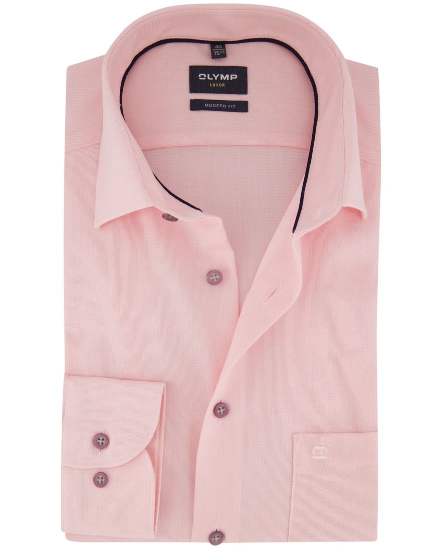 Olymp luxor modern fit overhemd roze mouwlengte 7