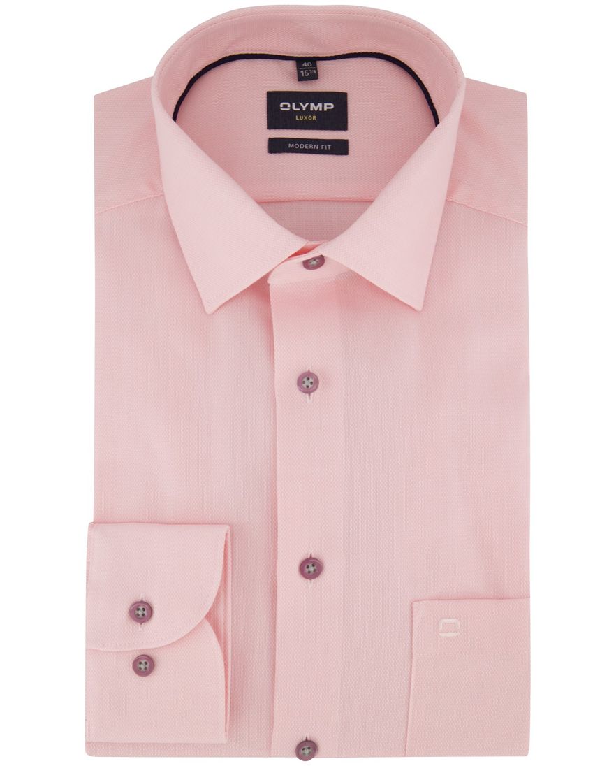 Olymp luxor modern fit overhemd roze mouwlengte 7