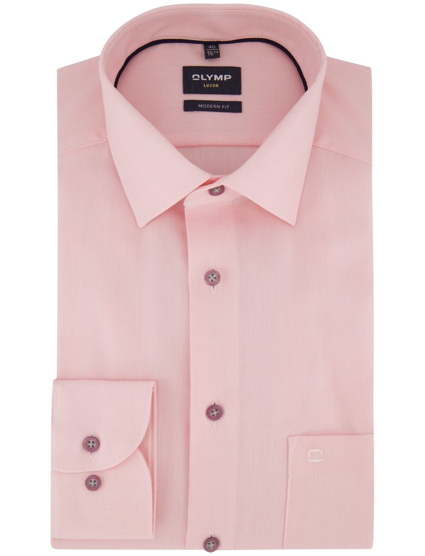 Overhemd Olymp roze normale fit mouwlengte 7