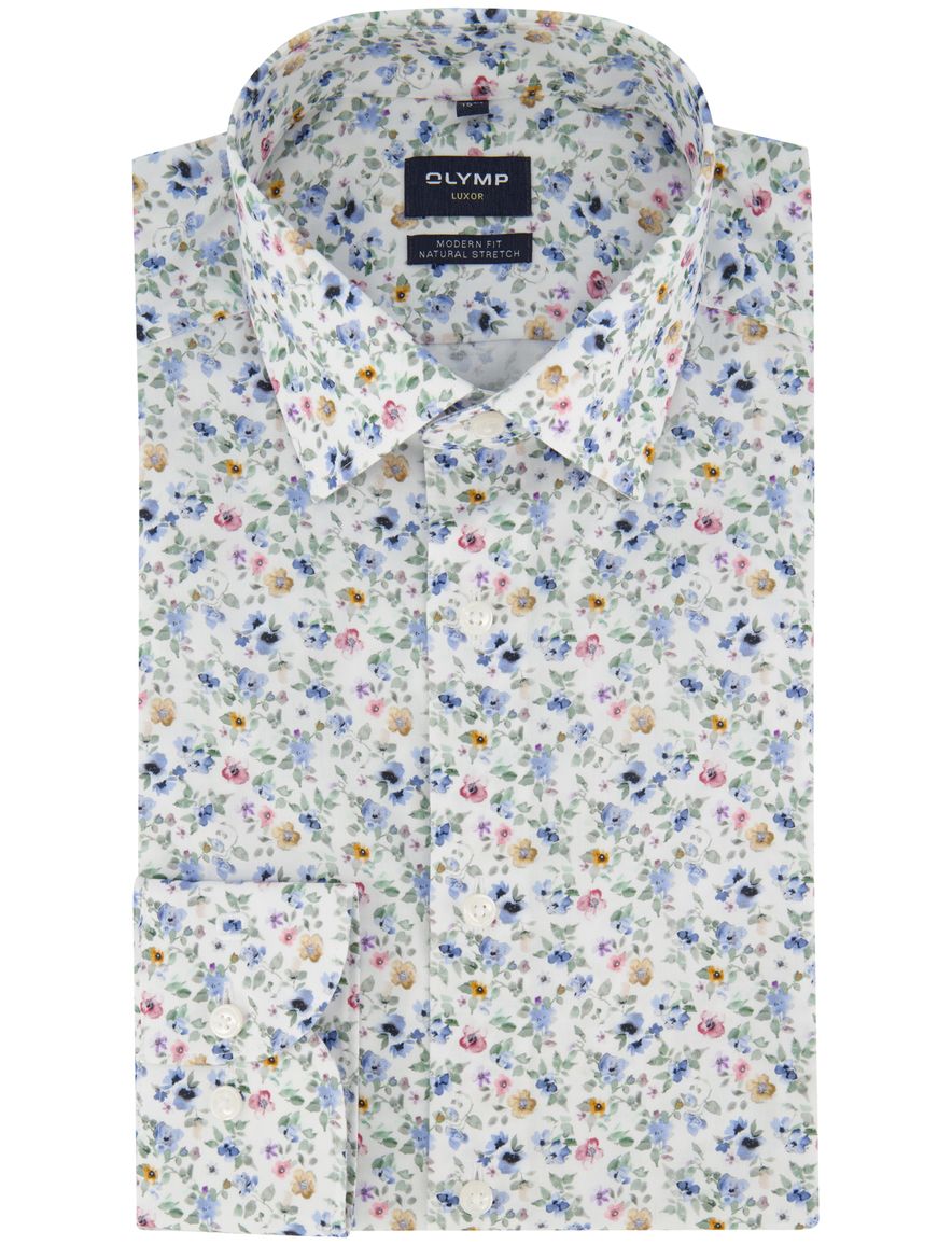 Olymp Luxor Modern Fit mouwlengte 7 overhemd geprint