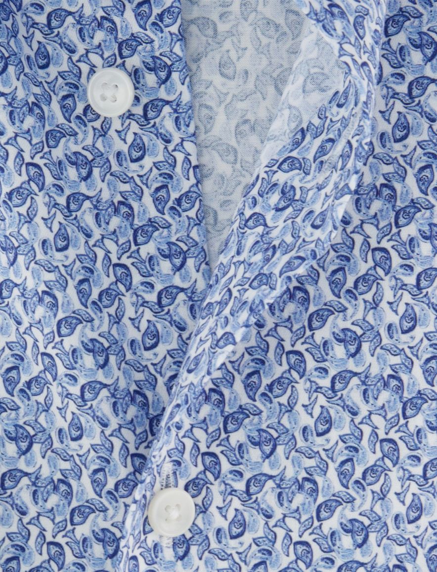 Olymp overhemd blauw geprint modern luxor fit