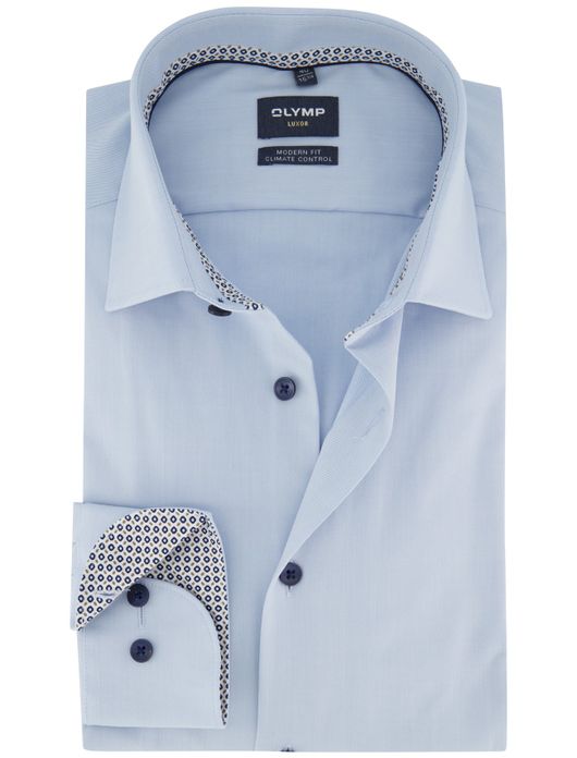 Lichtblauw Olymp overhemd normale fit strijkvrij
