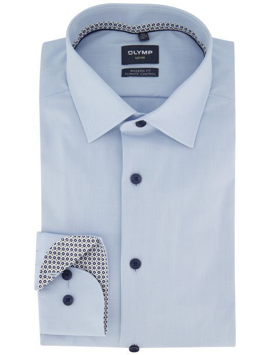 Lichtblauw Olymp overhemd normale fit strijkvrij