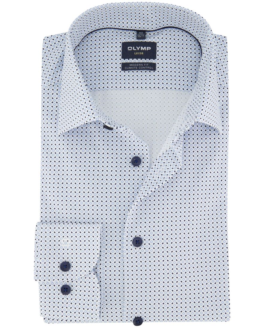 Luxor modern fit Olymp overhemd lichtblauw geprint