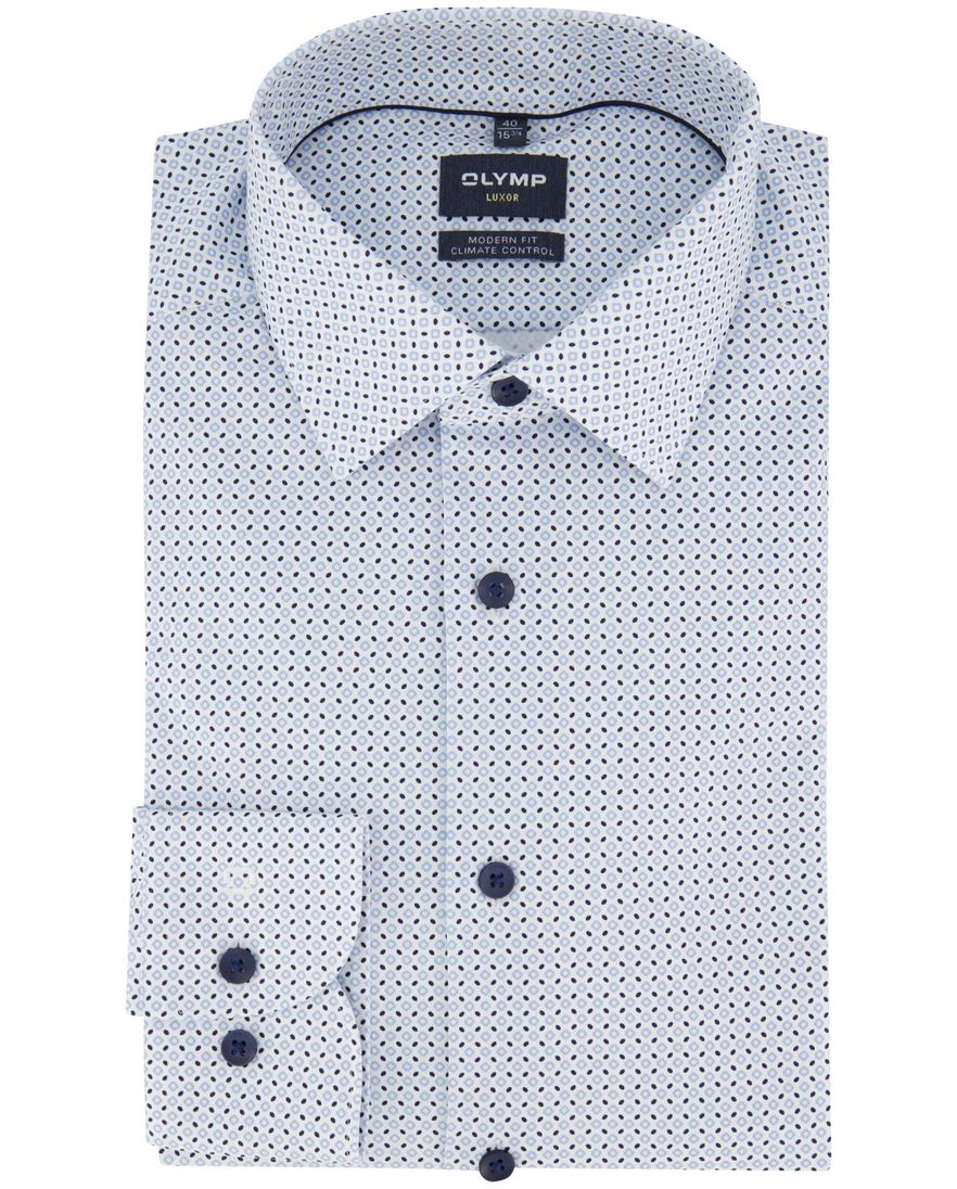 Luxor modern fit Olymp overhemd lichtblauw geprint