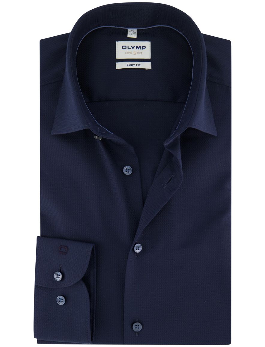 OLYMP Level Five overhemd navy slanke fit mouwlengte 7