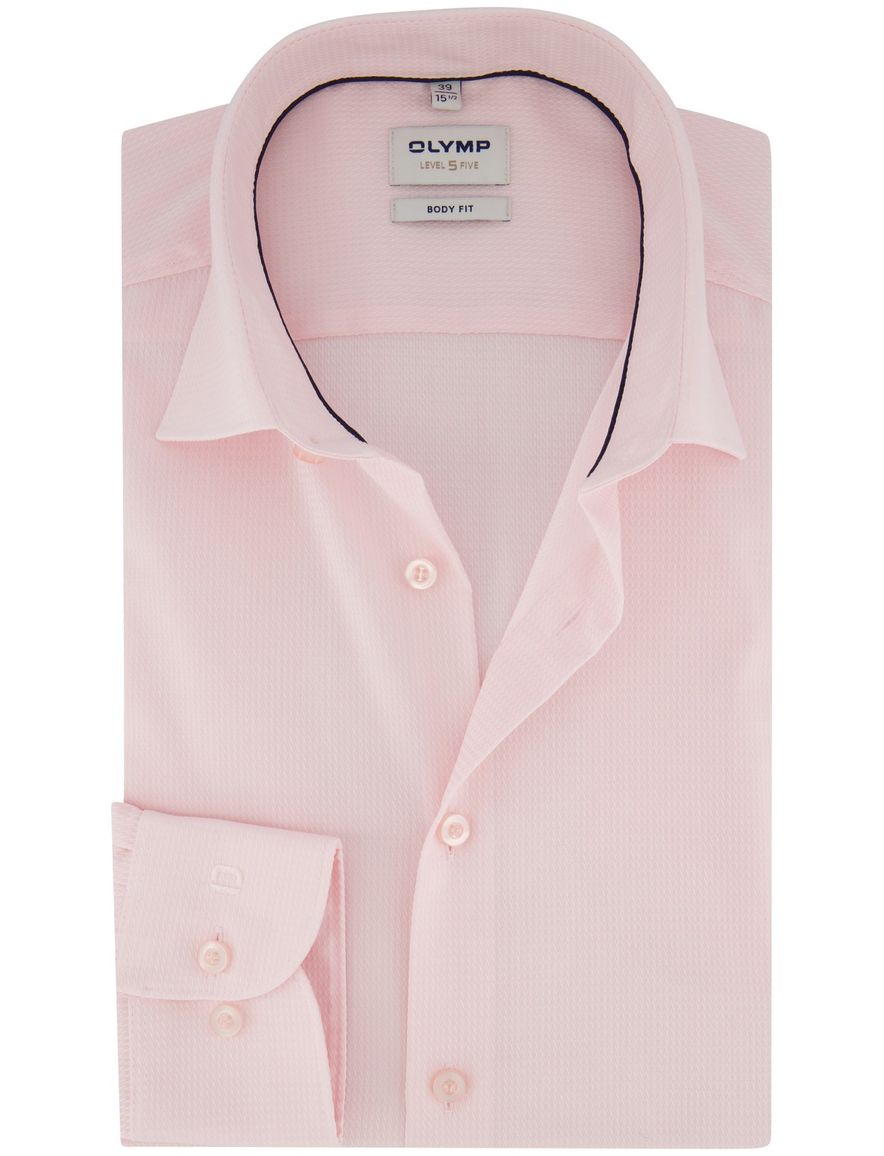 OLYMP Body fit overhemd roze mouwlengte 7