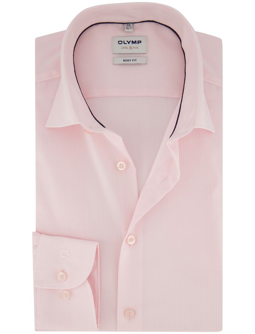 Overhemd OLYMP Body fit effen roze zakelijk