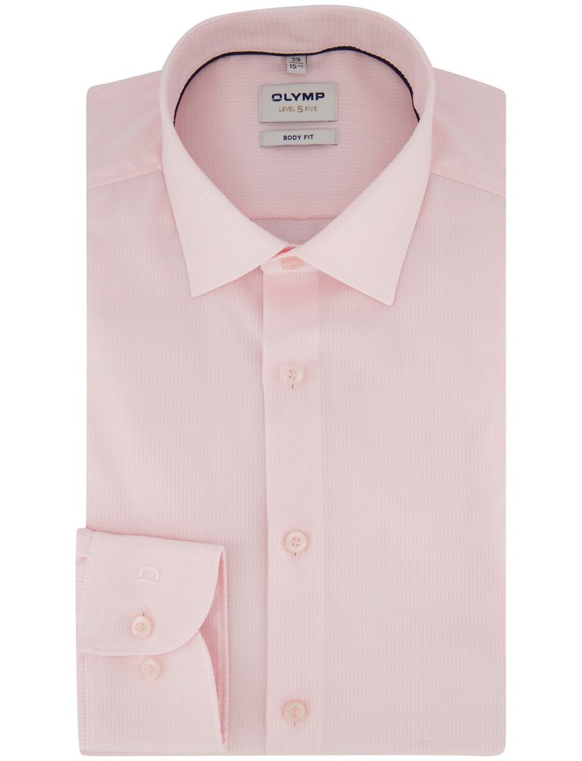 Overhemd OLYMP Body fit effen roze zakelijk