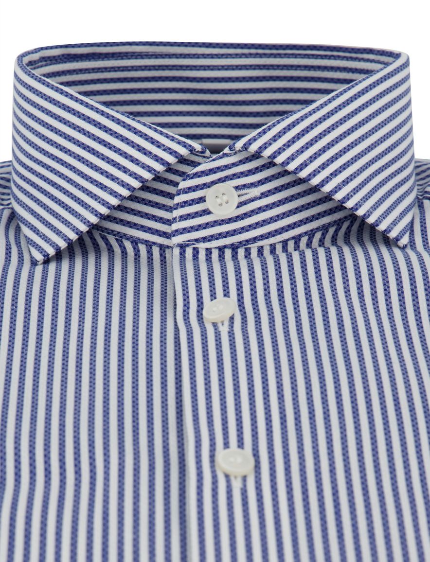 Blauw gestreept mouwlengte 7 overhemd OLYMP Body fit