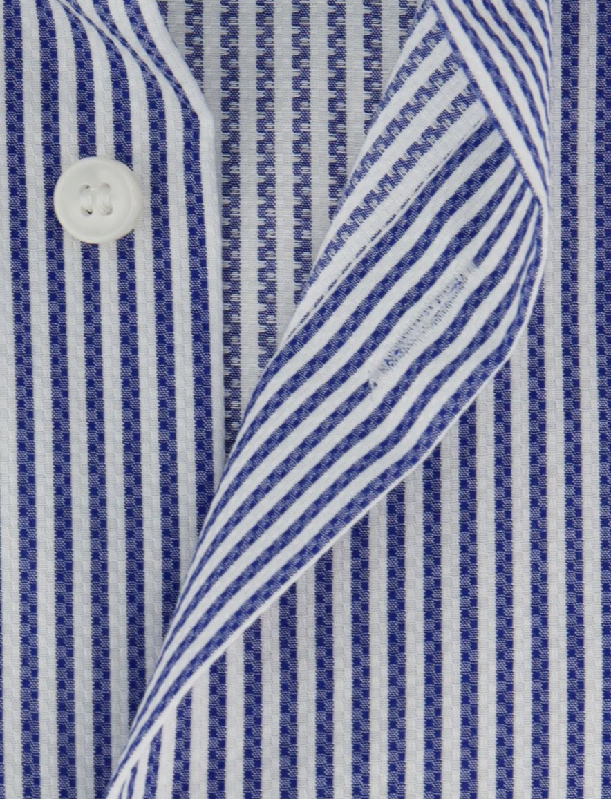 Blauw gestreept mouwlengte 7 overhemd OLYMP Body fit