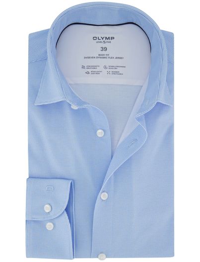 Olymp Wit stretch overhemd OLYMP body fit lange mouwen print