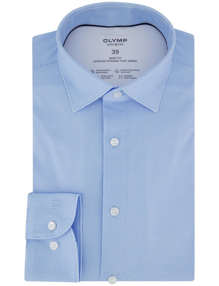 OLYMP Level Five body fit wit overhemd jersey geprint bloemen