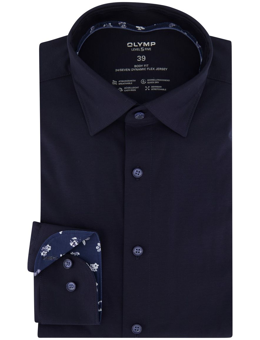 OLYMP Level Five overhemd navy slanke fit jersey