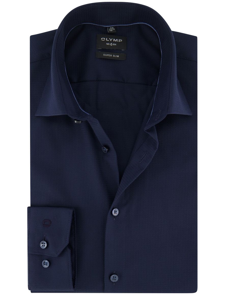 Mouwlengte 7 overhemd OLYMP super slim fit donkerblauw