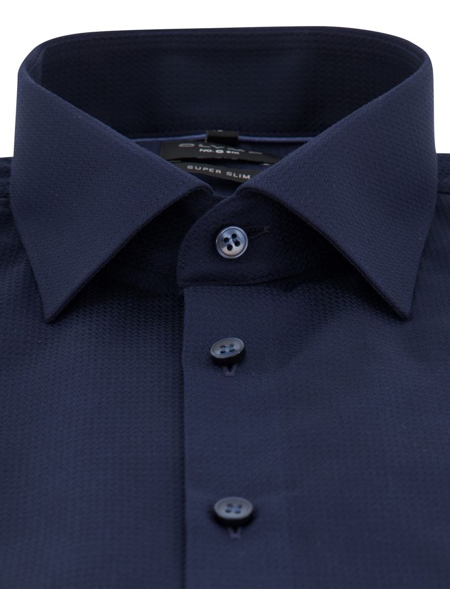 Mouwlengte 7 overhemd OLYMP super slim fit donkerblauw